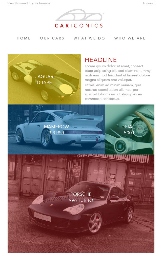Car Iconics email design screenshot