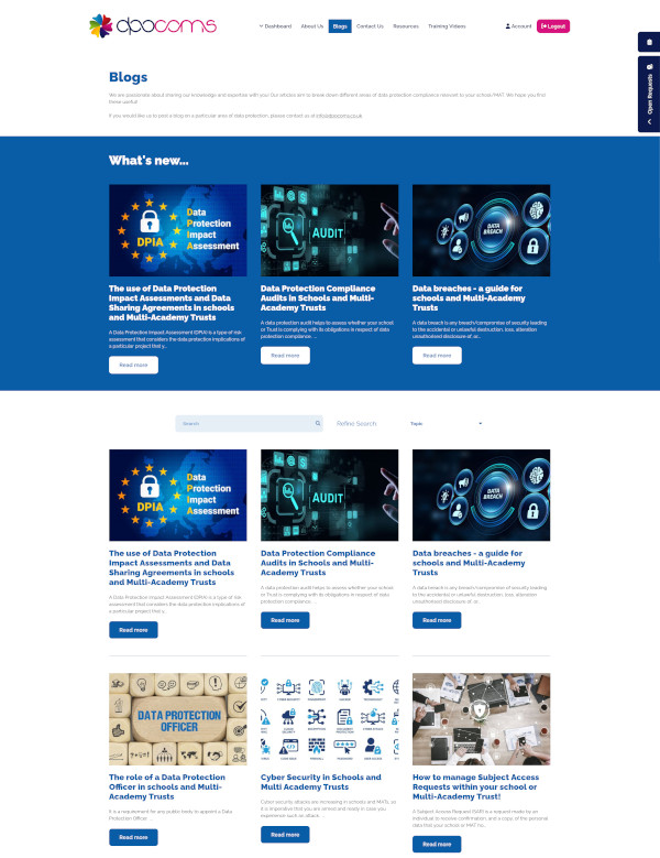 DPOCOMS website design screenshot